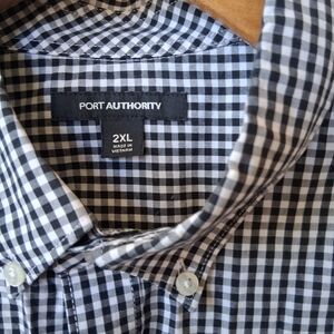Port Authority Black and White Checkered Men's Shirt